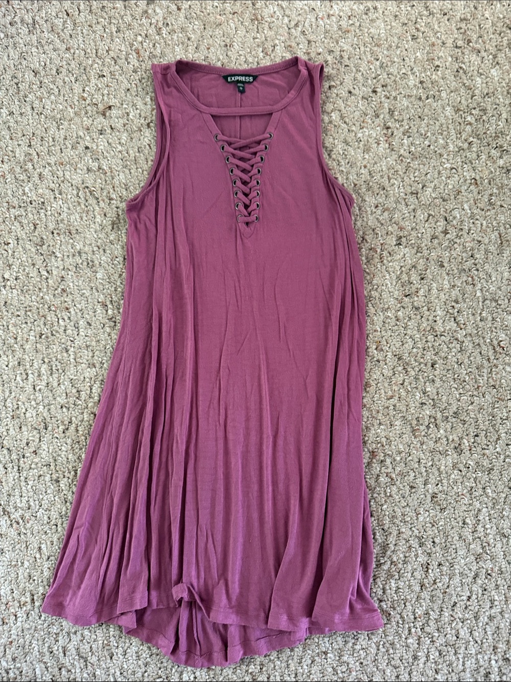 Express Mauve Lace-Up Sleeveless Mini Dress